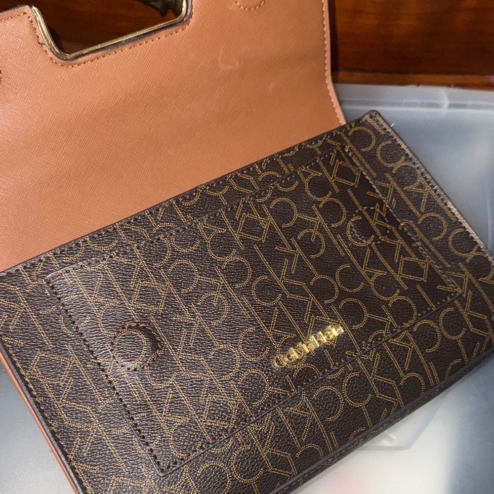 Calvin Klein Black and Gold Monogram Clutch - Picture 6 of 13